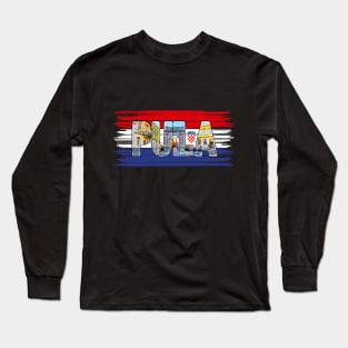 PULA - Croatia Arch of the Sergii with Flag Long Sleeve T-Shirt